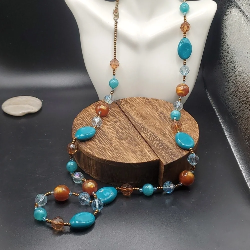 Stunning jumble artisan‎ beaded flowing necklace N3307